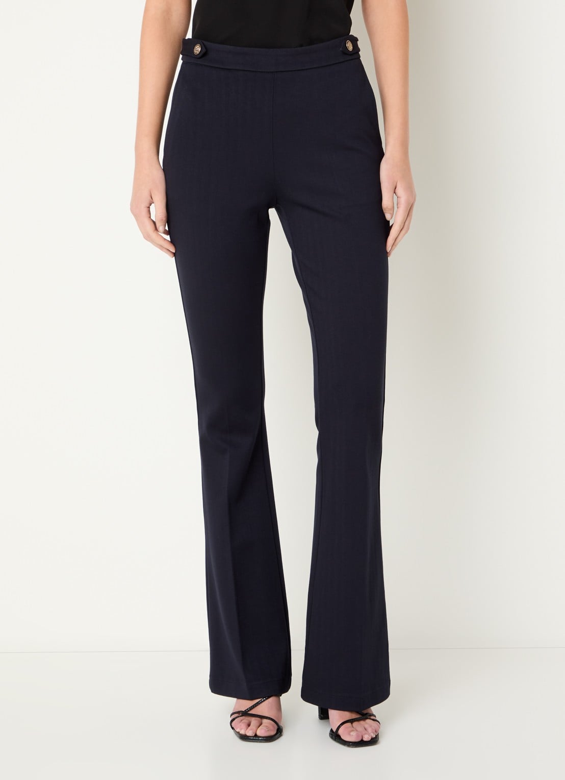 Liu Jo High waist flared fit pantalon met steekzakken - detail 3 donkerblauw