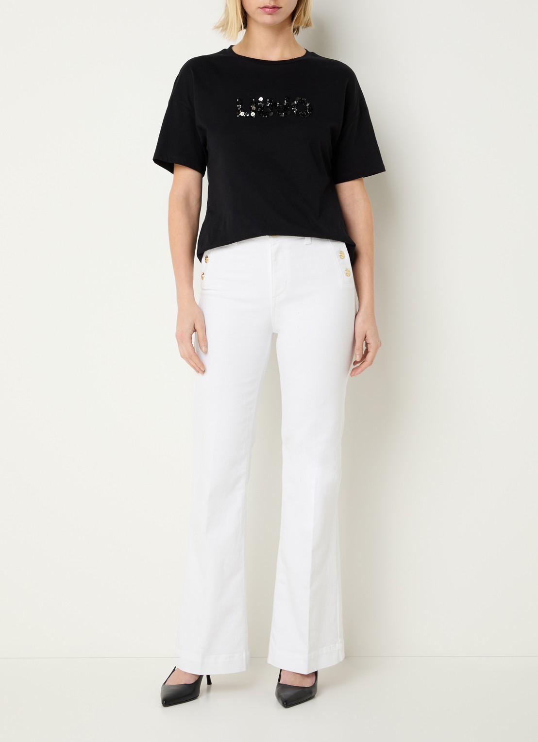 Liu Jo High waist flared jeans met gekleurde wassing - voorkant 4 wit