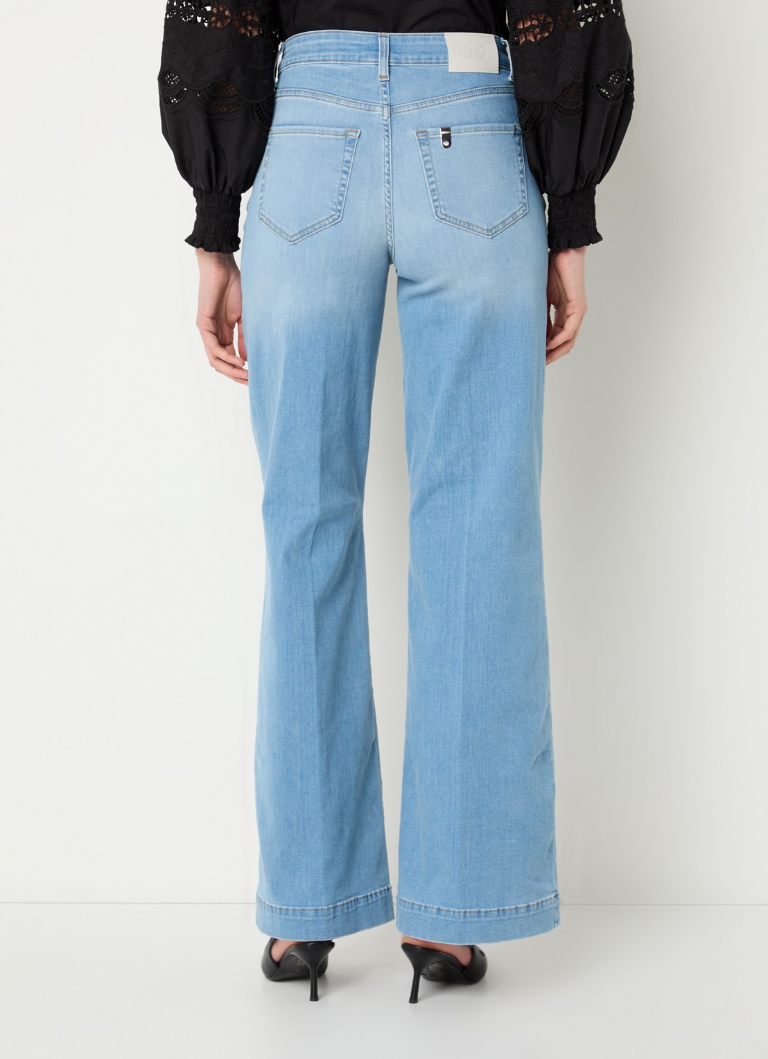 Liu Jo High waist flared jeans met medium wassing - achterkant 3 indigo