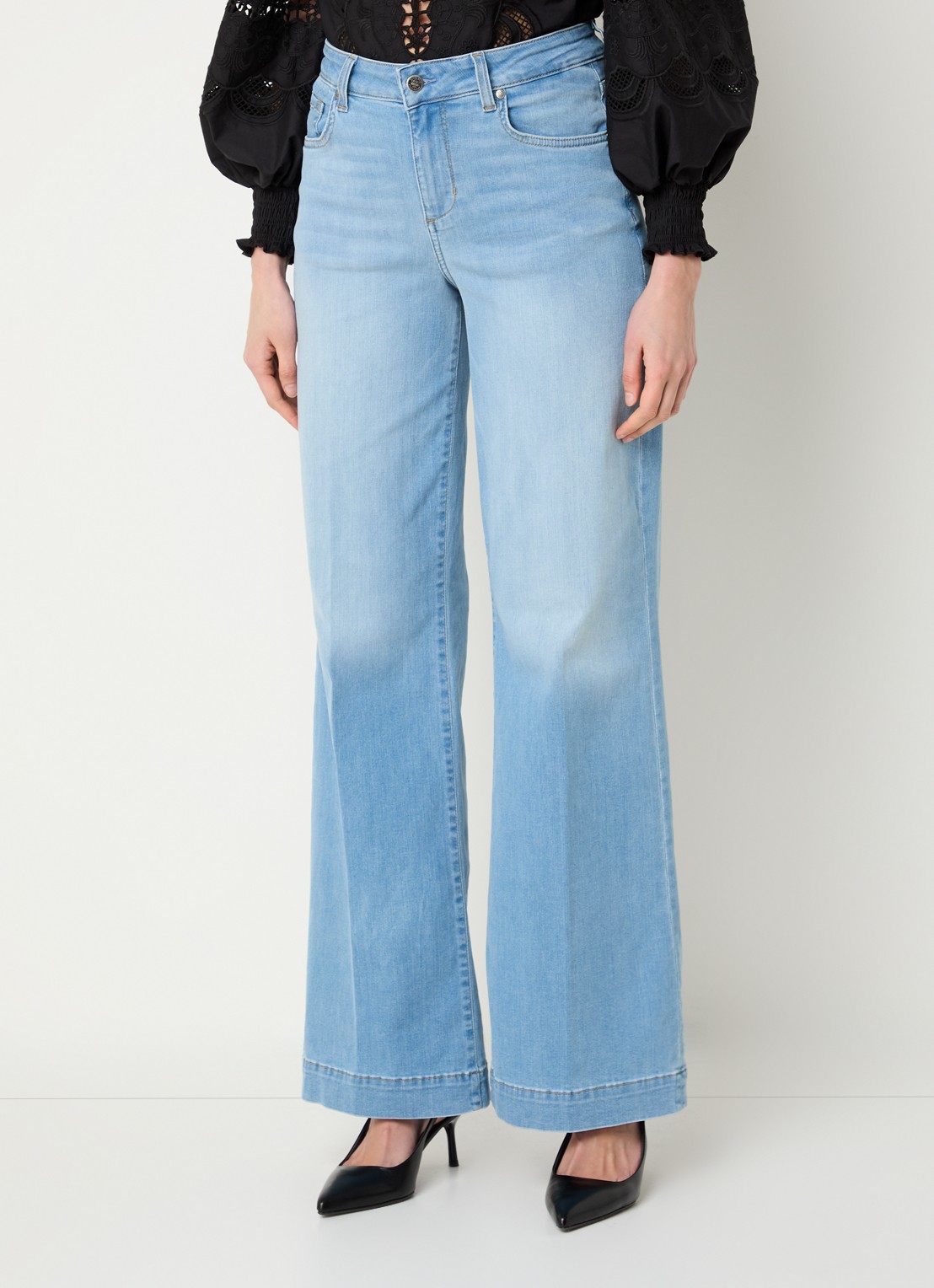 Liu Jo High waist flared jeans met medium wassing - detail 4 indigo