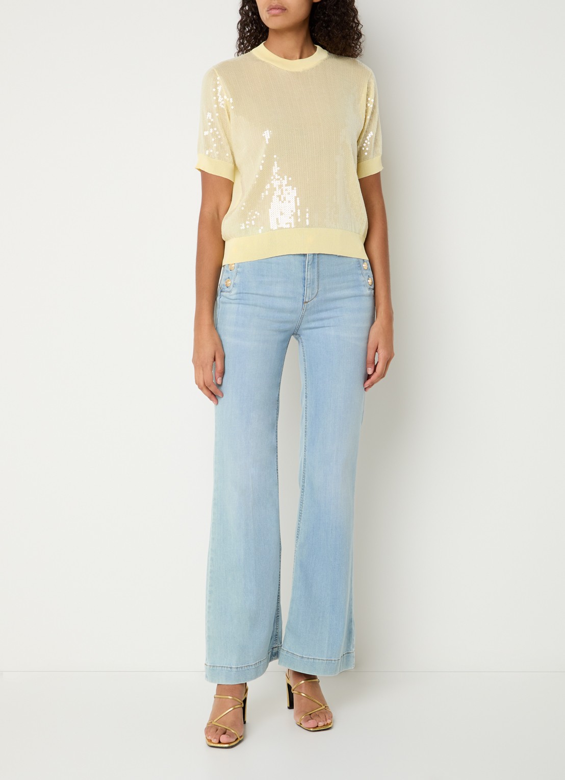 Liu Jo High waist flared jeans met medium wassing - voorkant 2 lichtblauw