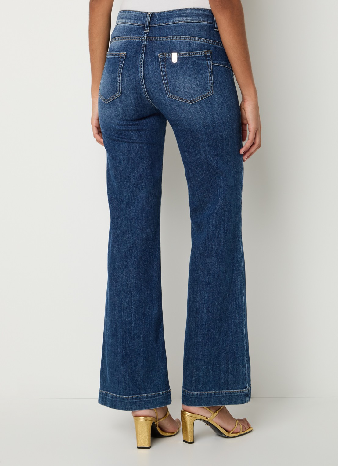 Liu Jo High waist flared jeans met medium wassing - achterkant indigo