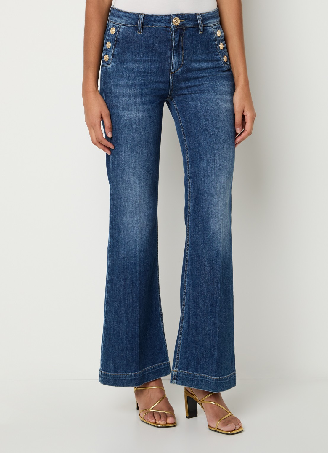 Liu Jo High waist flared jeans met medium wassing - detail 4 indigo