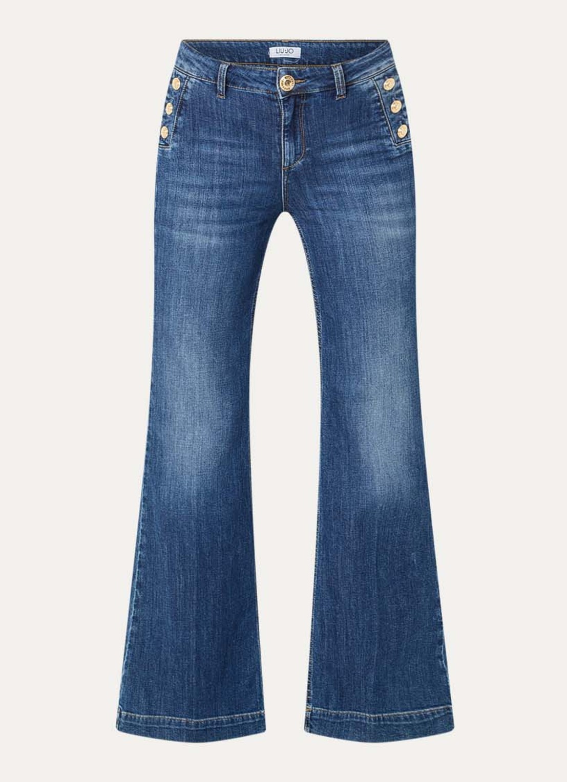 Liu Jo High waist flared jeans met medium wassing - voorkant 2 indigo