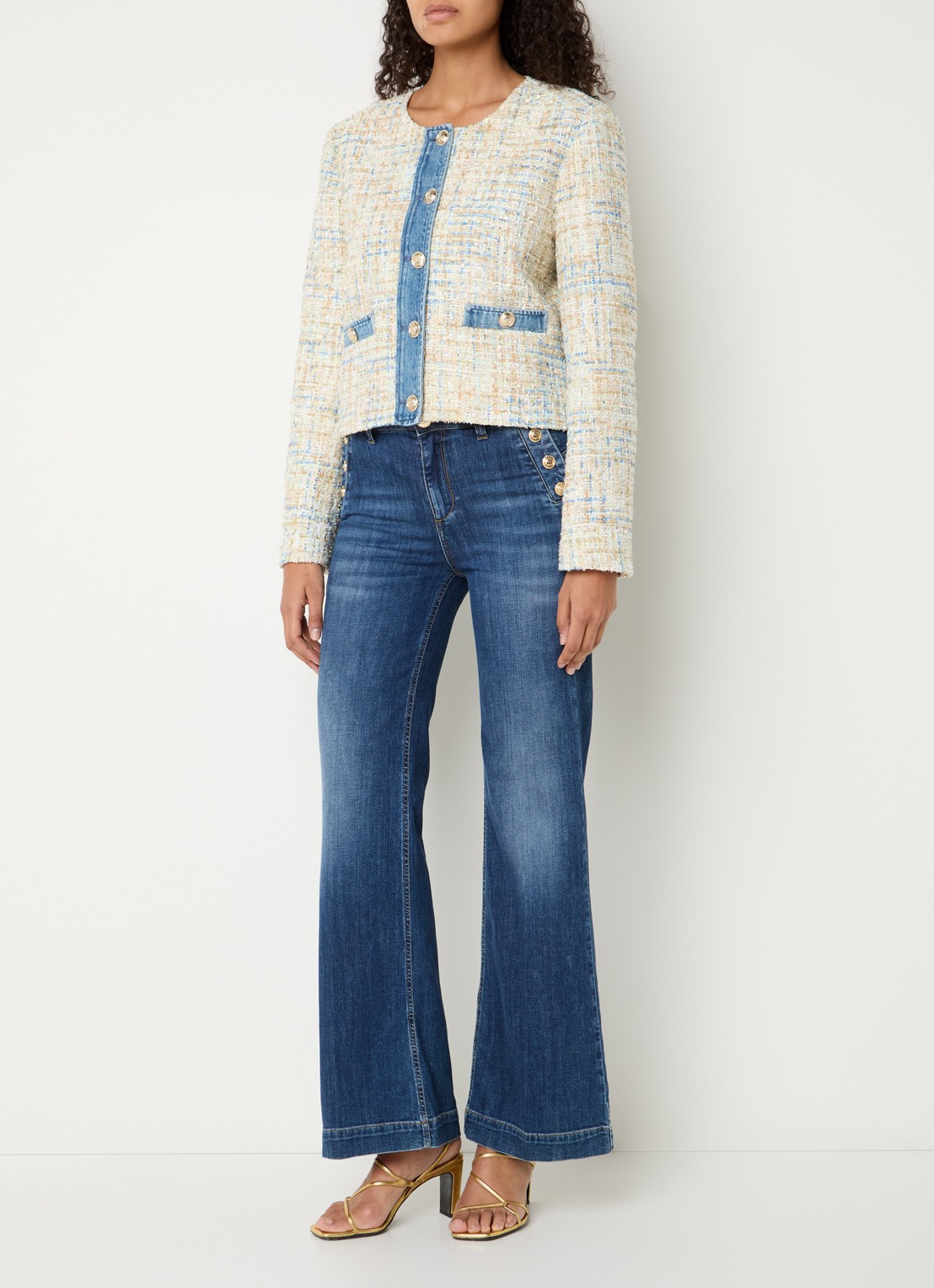 Liu Jo High waist flared jeans met medium wassing - voorkant 3 indigo