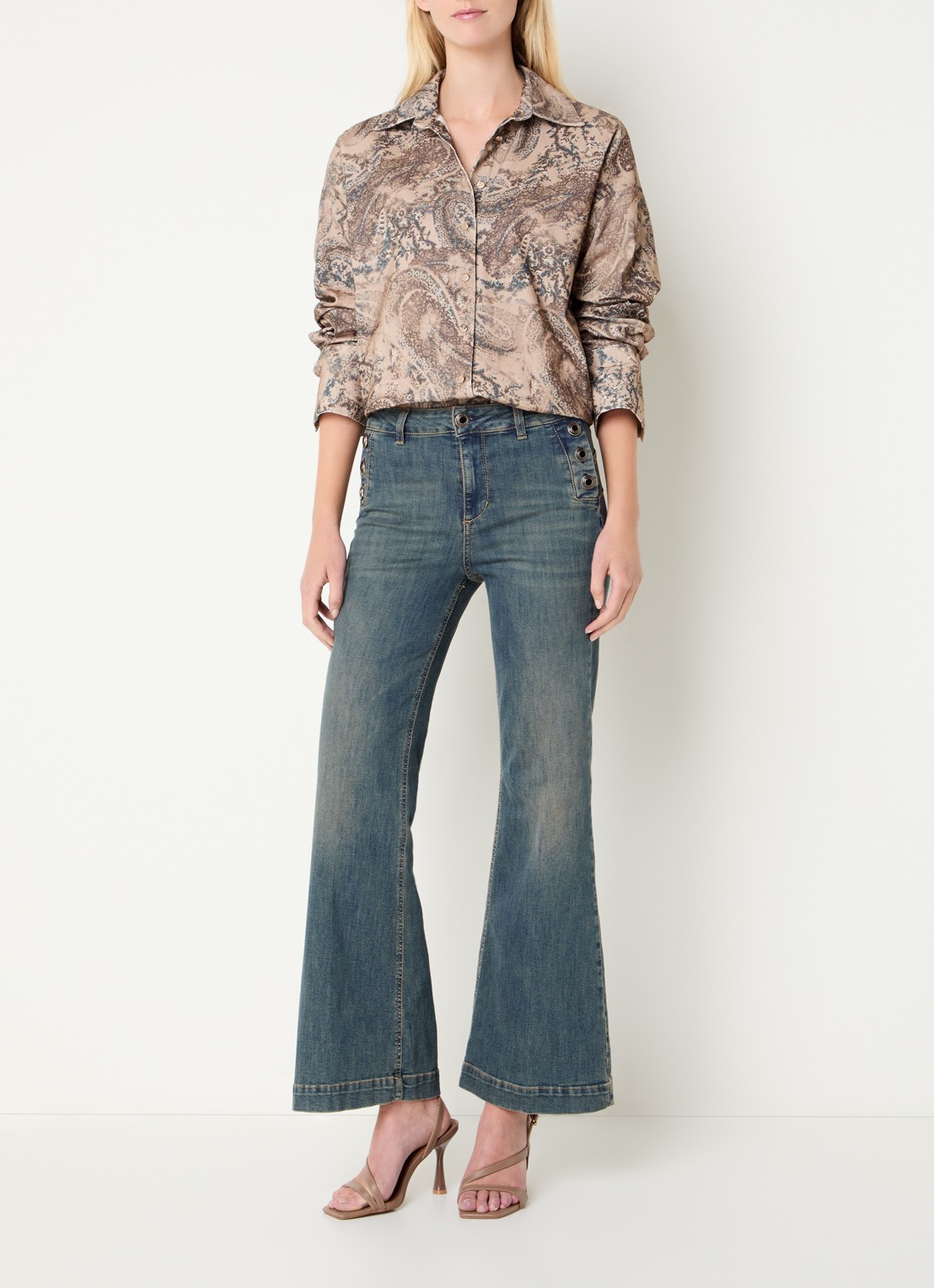 Liu Jo High waist flared jeans met steekzakken - voorkant 2 blauw