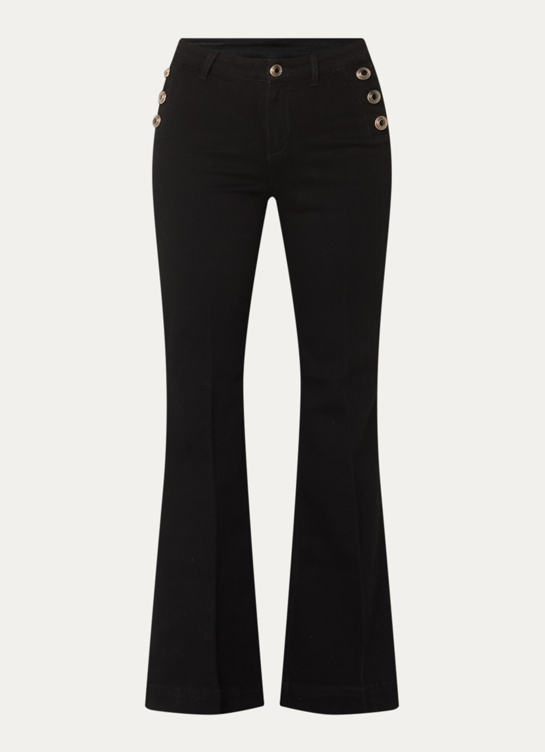 Liu Jo High waist flared jeans met steekzakken - voorkant 3 zwart
