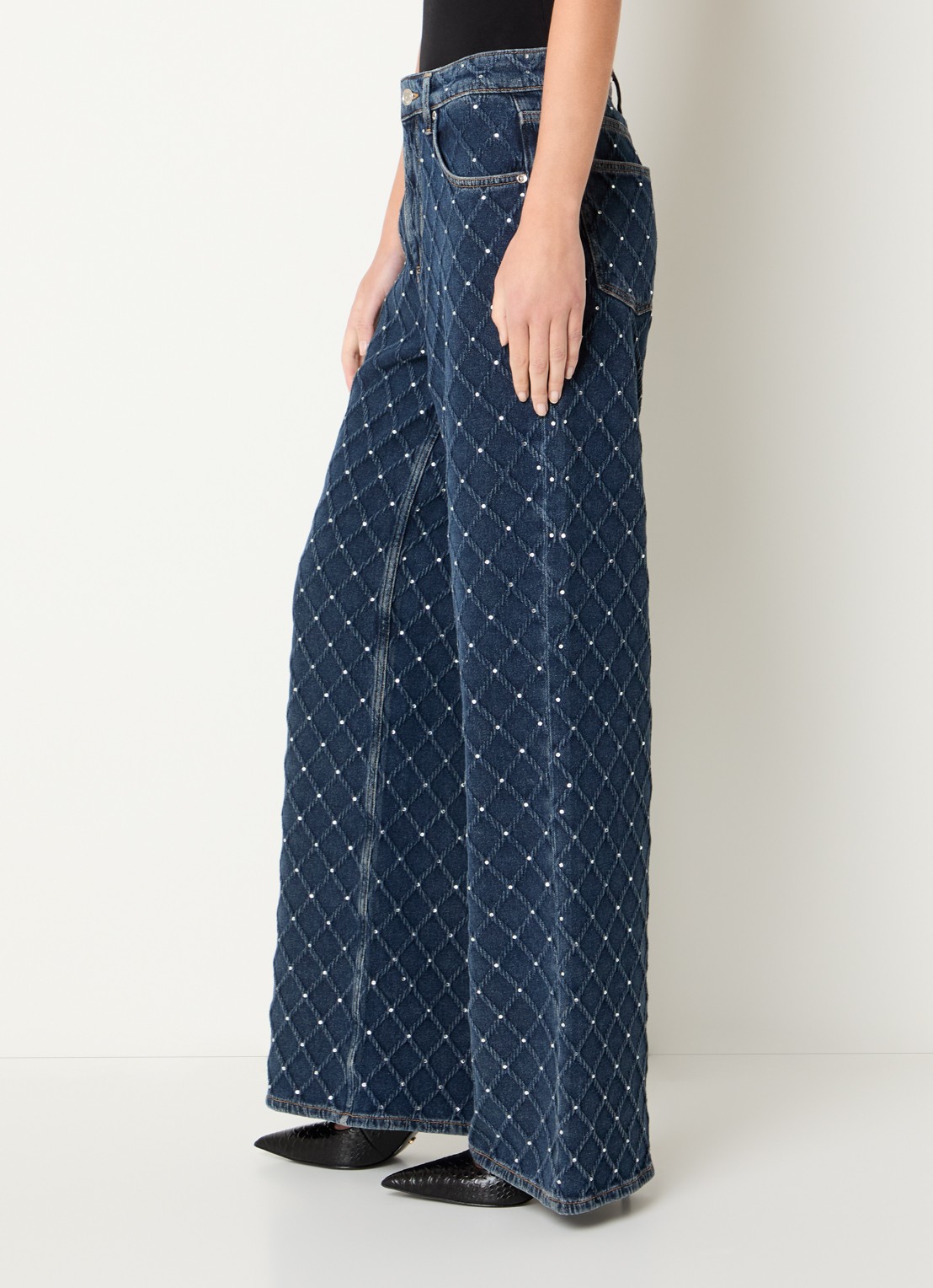 Liu Jo High waist flared jeans met strass en steekzakken - detail 5 indigo