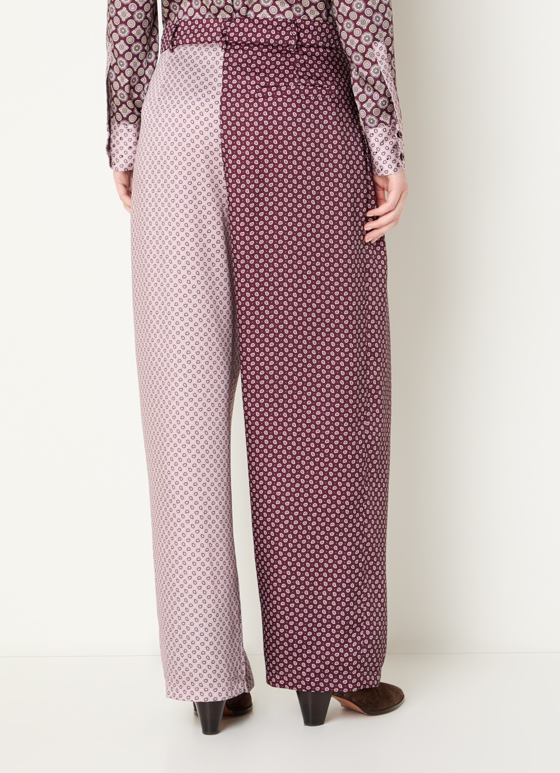 Liu Jo High waist loose fit broek met print en steekzakken - achterkant 4 aubergine