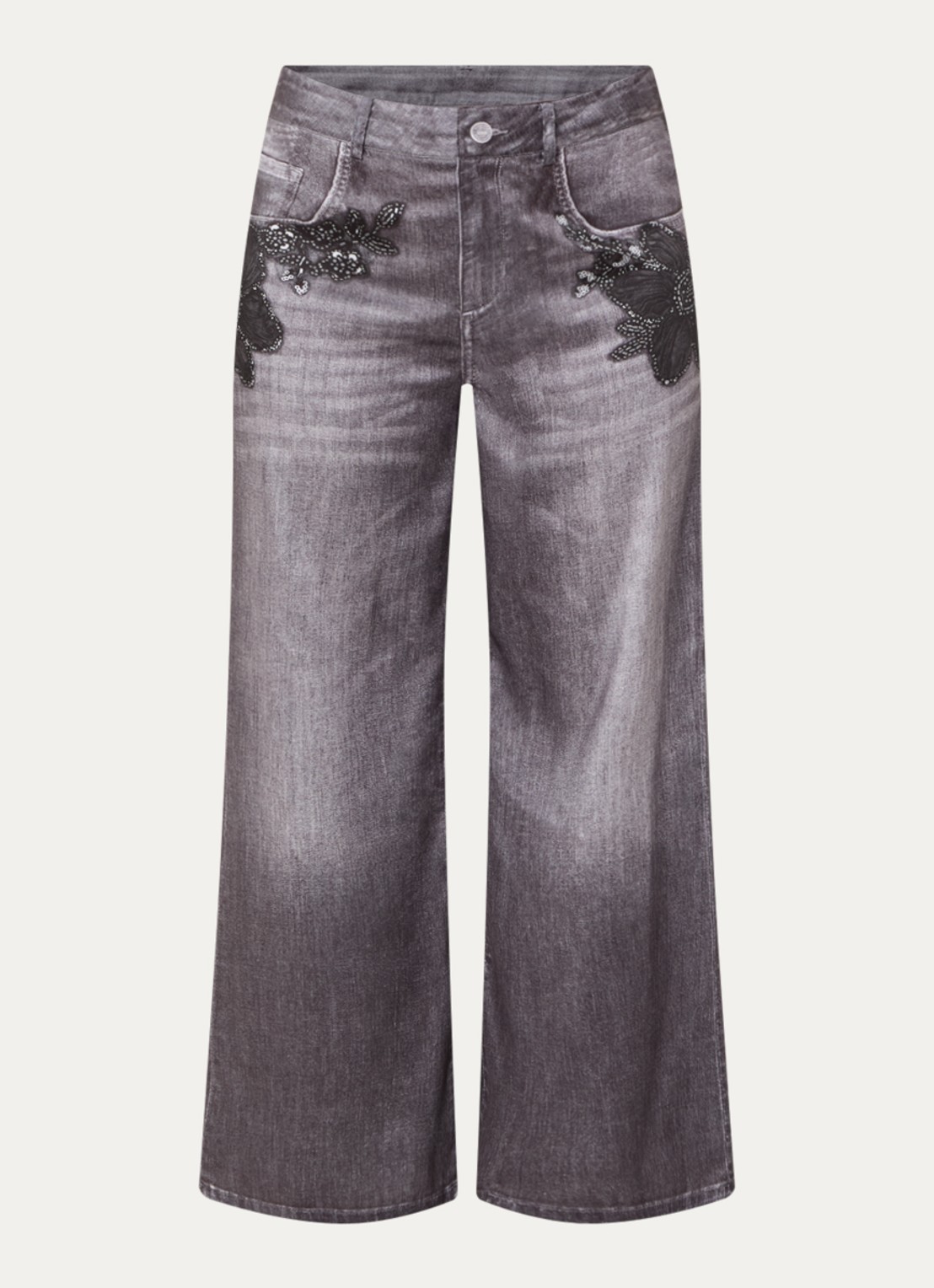 Liu Jo High waist loose fit broek met print - voorkant 3 donkergrijs