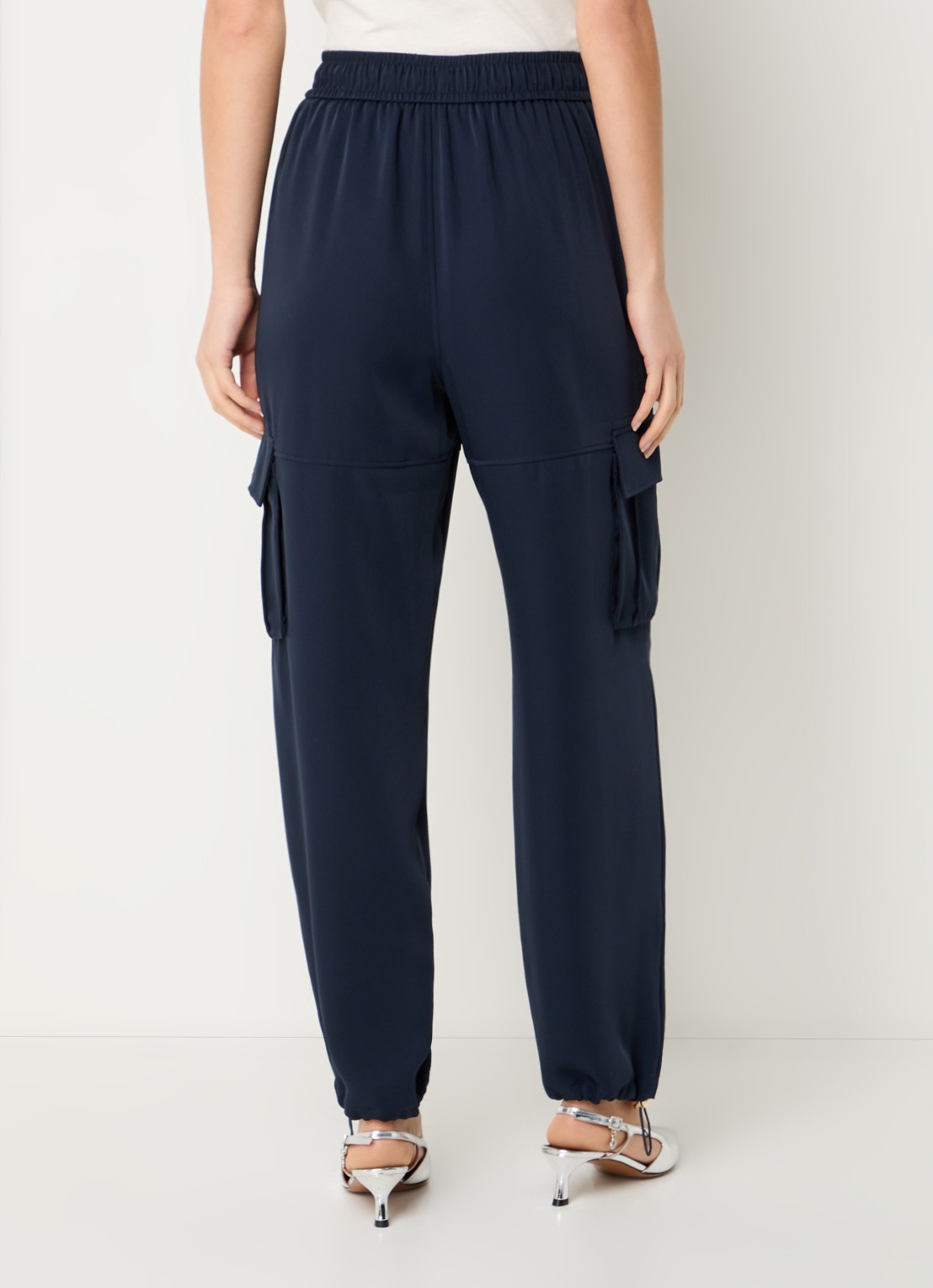 Liu Jo High waist loose fit cargobroek met klepzakken - achterkant 3 donkerblauw