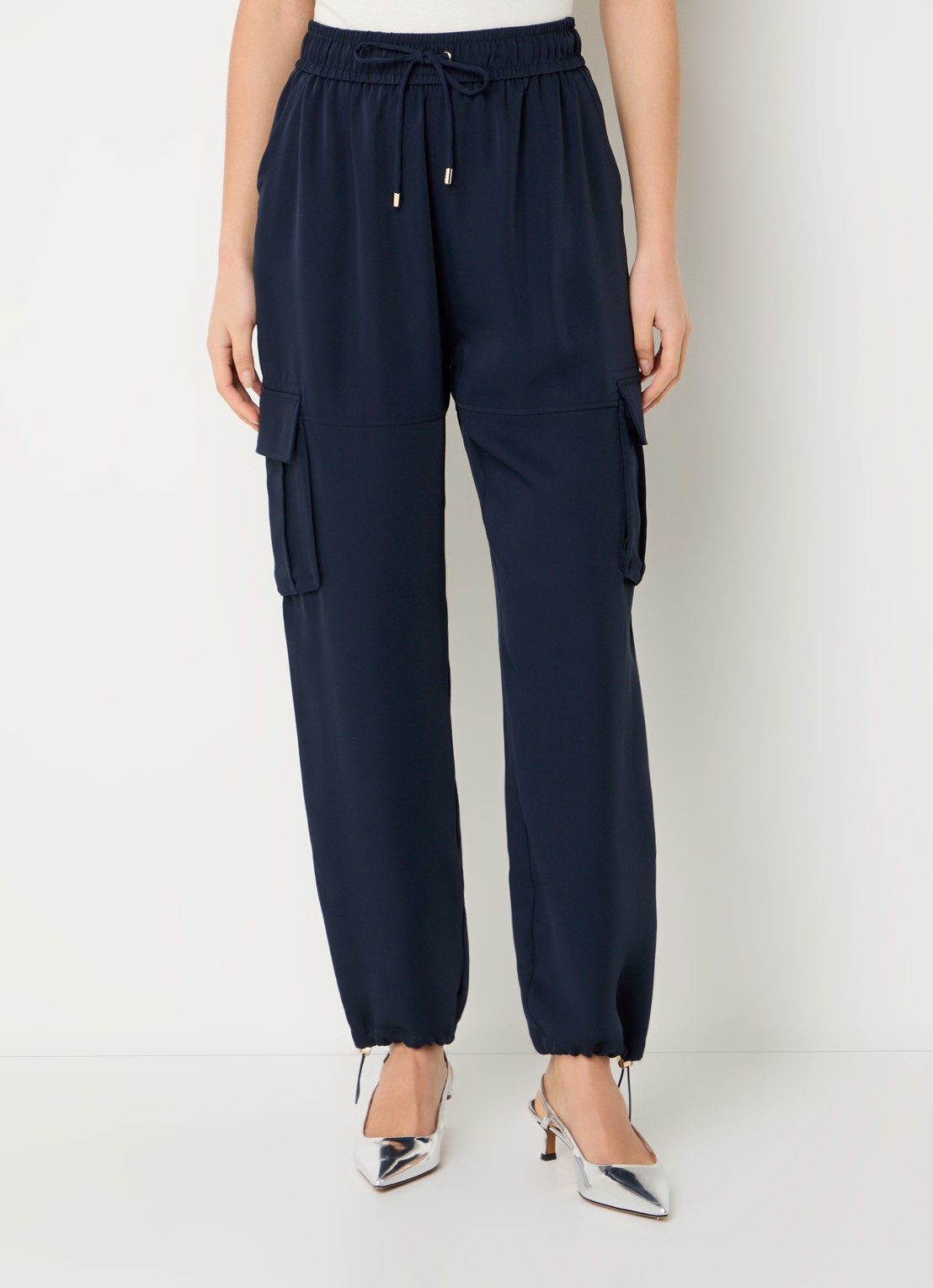 Liu Jo High waist loose fit cargobroek met klepzakken - detail 4 donkerblauw