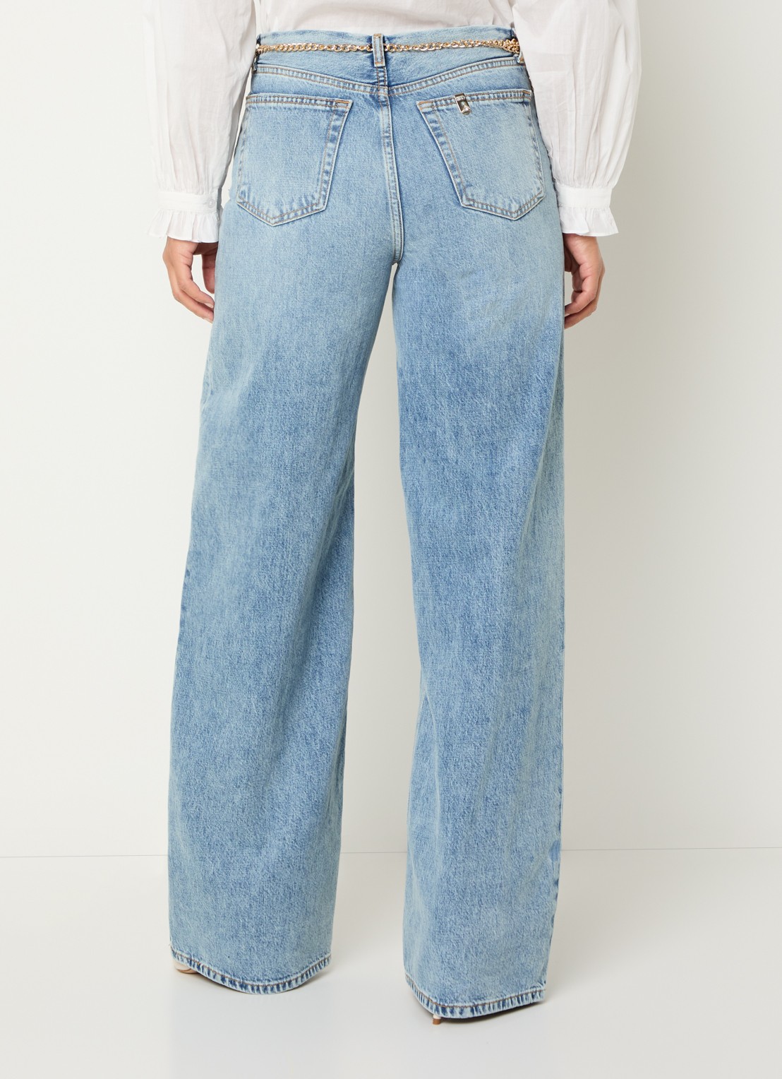 Liu Jo High waist loose fit jeans met lichte wassing - achterkant indigo