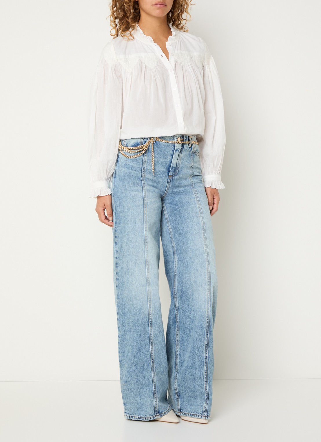 Liu Jo High waist loose fit jeans met lichte wassing - voorkant 5 indigo