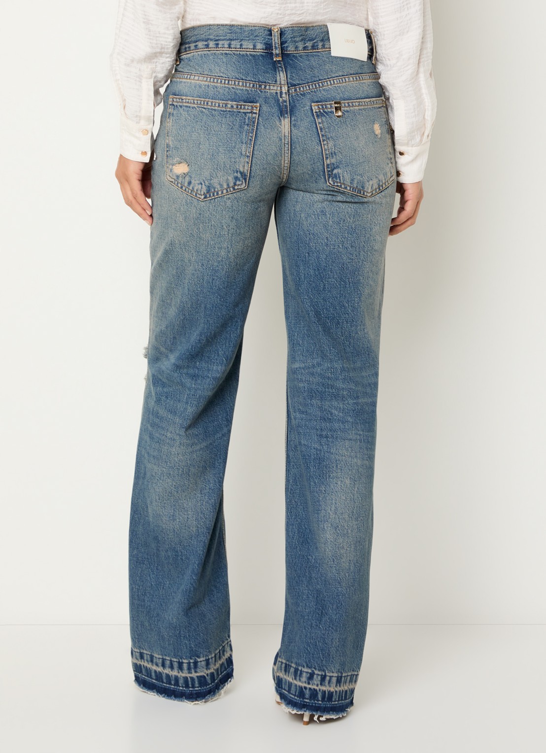 Liu Jo High waist loose fit jeans met medium wassing - achterkant indigo