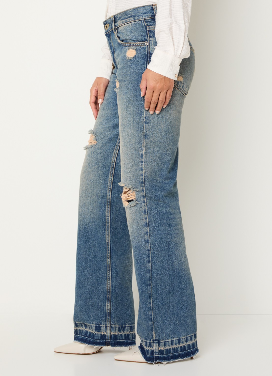Liu Jo High waist loose fit jeans met medium wassing - detail 3 indigo