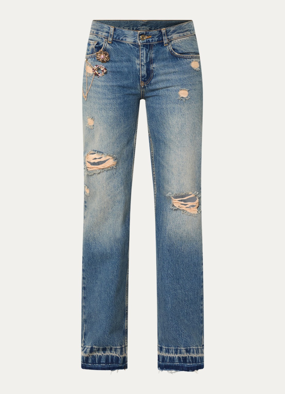 Liu Jo High waist loose fit jeans met medium wassing - voorkant 4 indigo