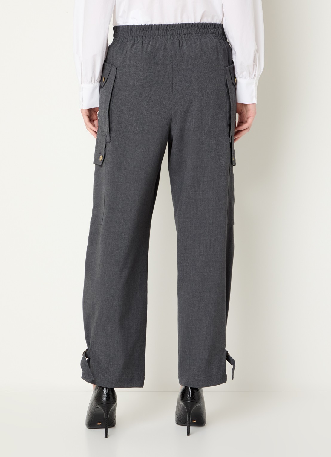 Liu Jo High waist loose fit pantalon met steekzakken - achterkant 3 donkergrijs