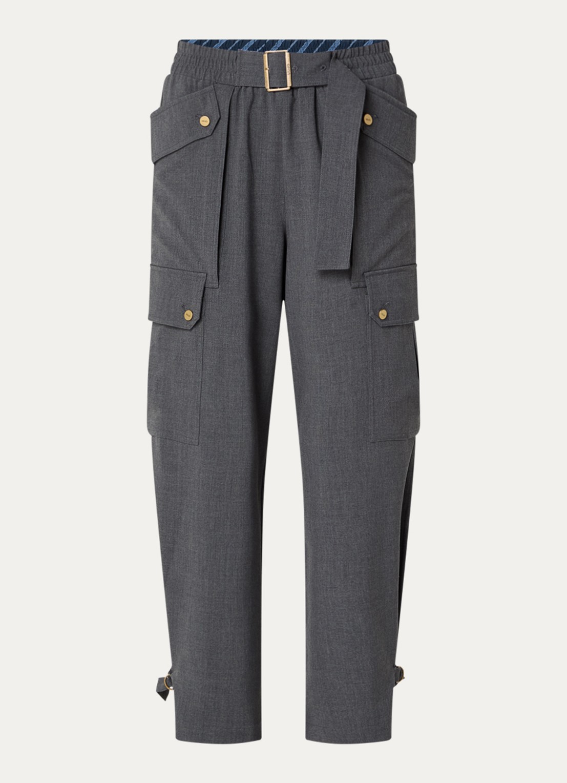Liu Jo High waist loose fit pantalon met steekzakken - voorkant donkergrijs
