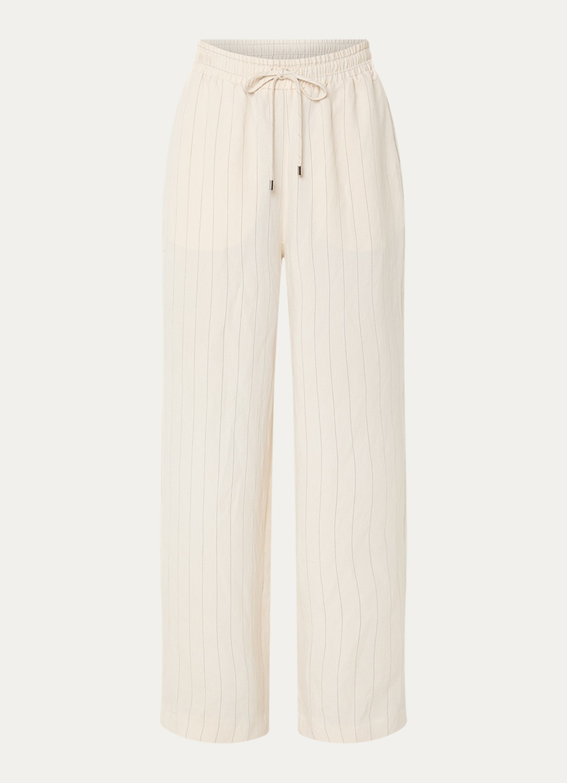 Liu Jo High waist loose fit pantalon met streepprint en steekzakken  - voorkant 2 creme