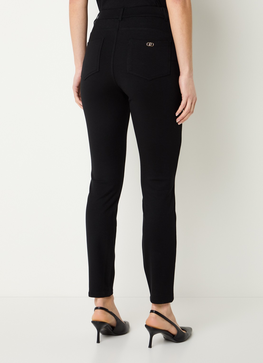 Liu Jo High waist skinny fit broek van jersey  - achterkant 4 zwart