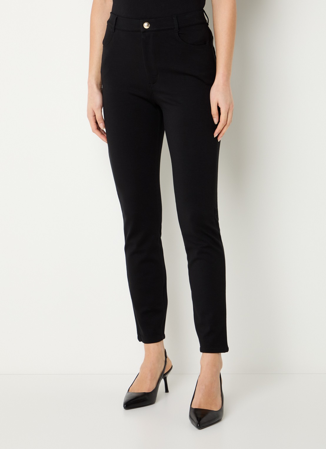 Liu Jo High waist skinny fit broek van jersey  - detail 3 zwart