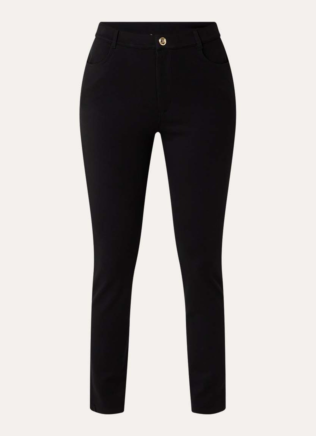 Liu Jo High waist skinny fit broek van jersey  - voorkant zwart