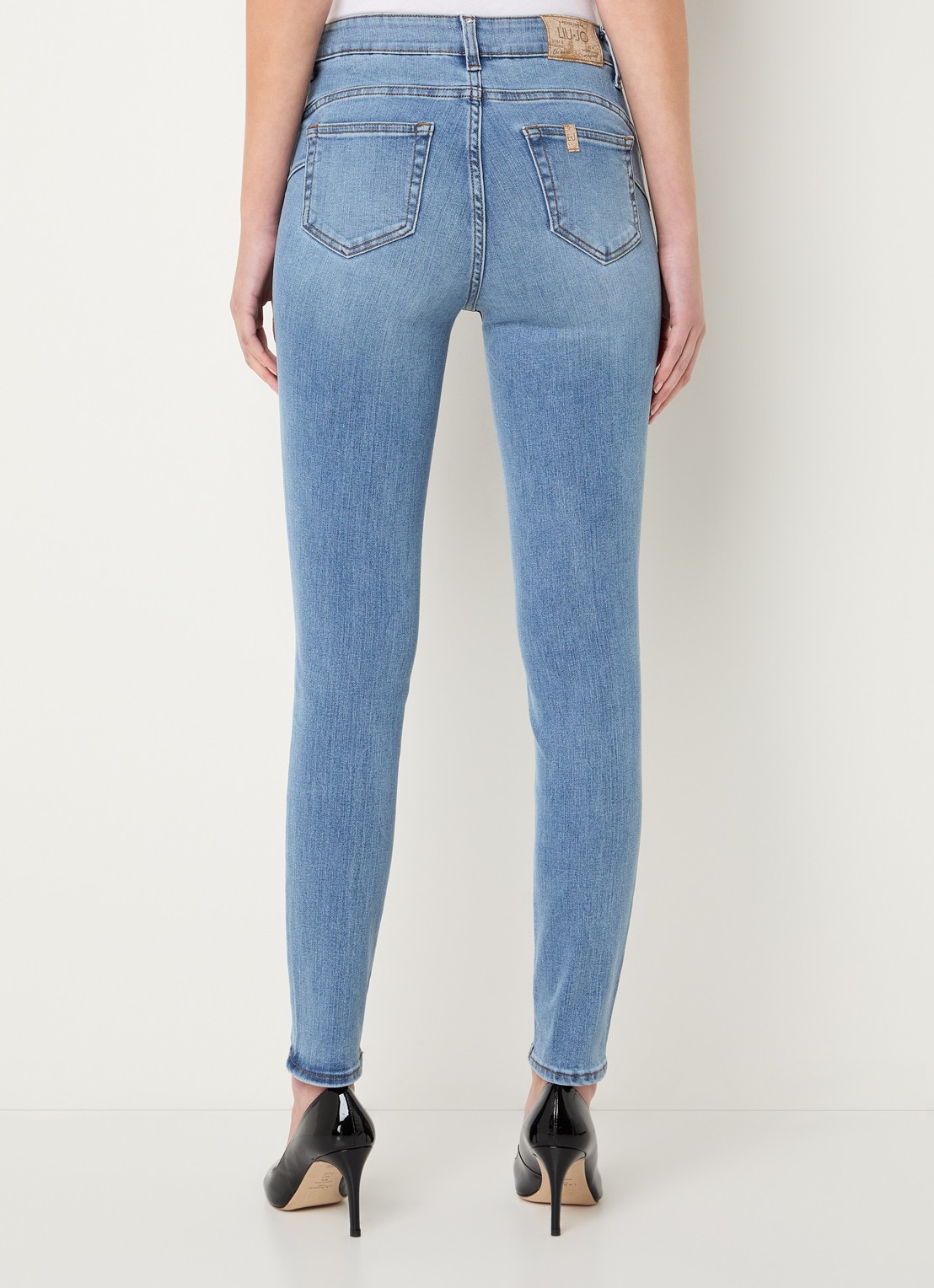 Liu Jo High waist skinny fit jeans met lichte wassing - achterkant 3 indigo