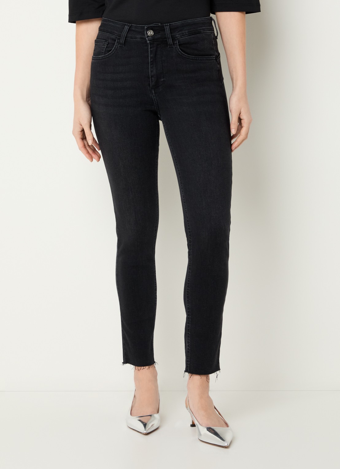 Liu Jo High waist skinny jeans  met gekleurde wassing - detail zwart
