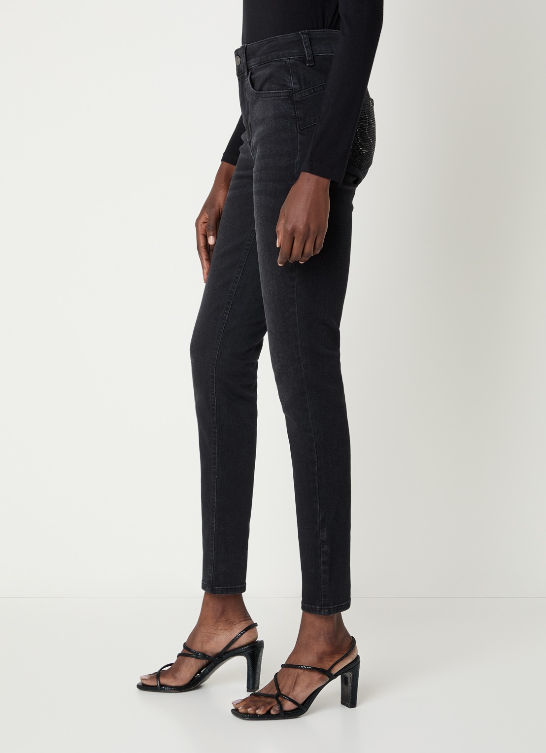 Liu Jo High waist skinny jeans met gekleurde wassing - detail 2 zwart
