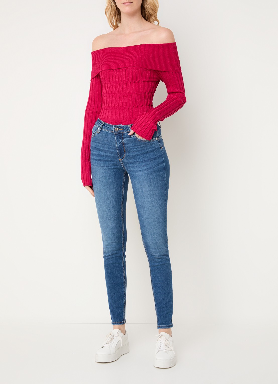 Liu Jo High waist skinny jeans met medium wassing - voorkant 3 indigo