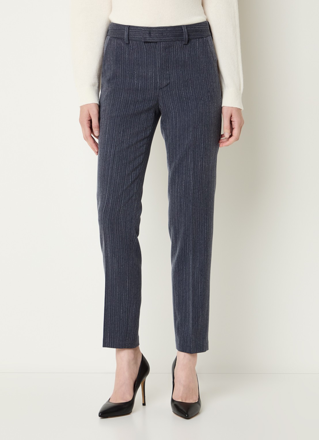 Liu Jo High waist slim fit pantalon met krijtstreep - detail 4 indigo