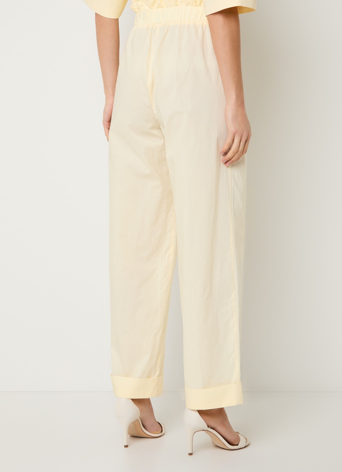 Liu Jo High waist straight fit broek met steekzakken - achterkant lichtgeel