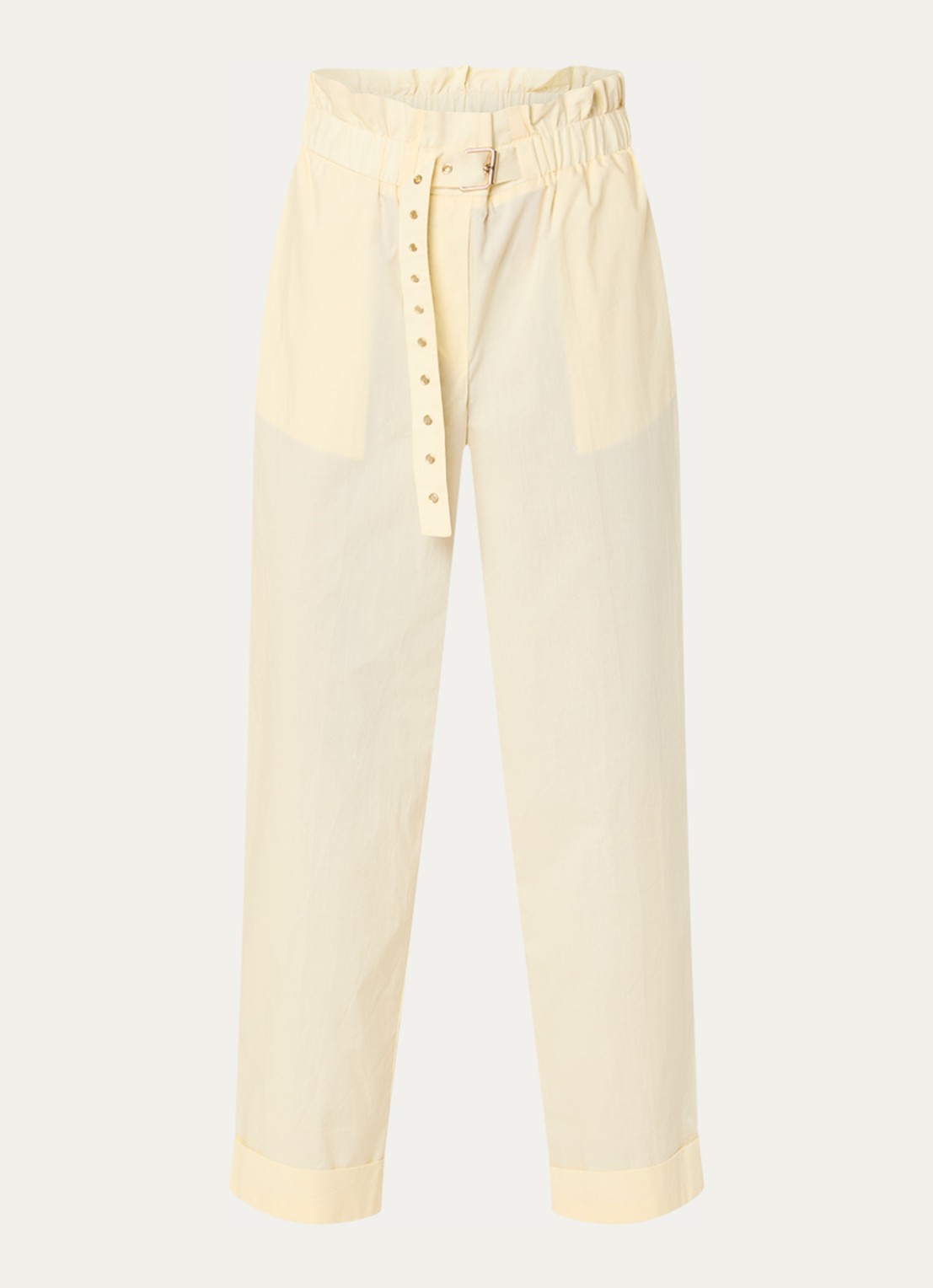 Liu Jo High waist straight fit broek met steekzakken - voorkant 2 lichtgeel