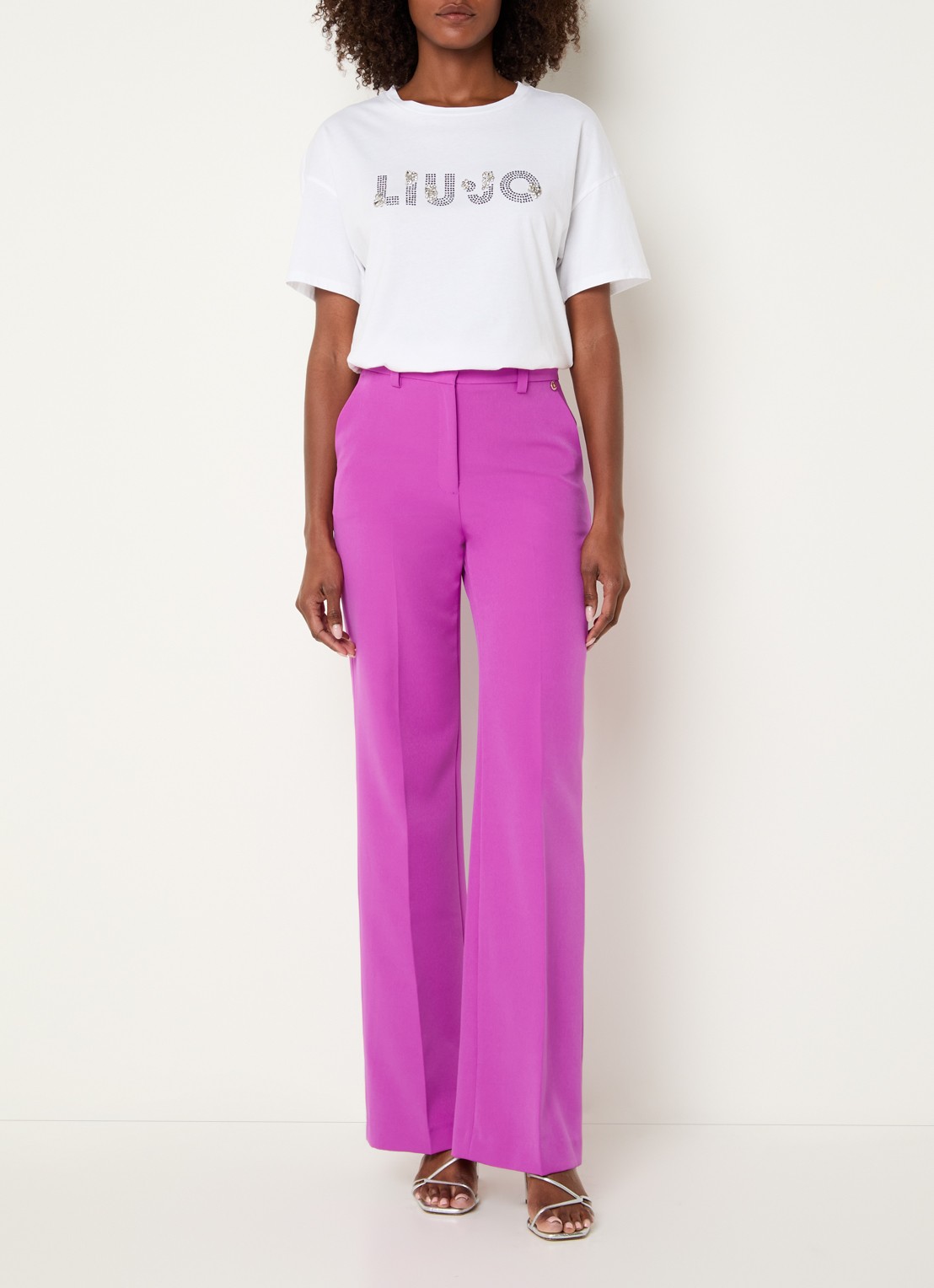 Liu Jo High waist straight fit pantalon met steekzakken - voorkant 4 violet