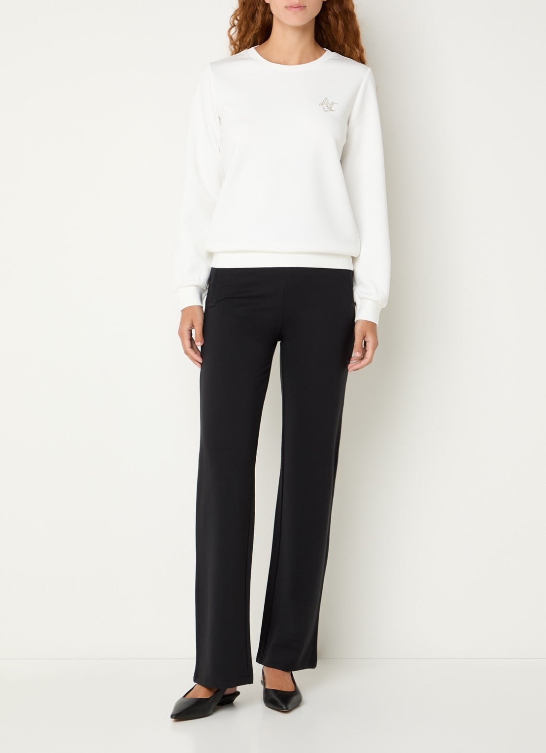 Liu Jo High waist straight fit pantalon met stretch - voorkant 4 zwart
