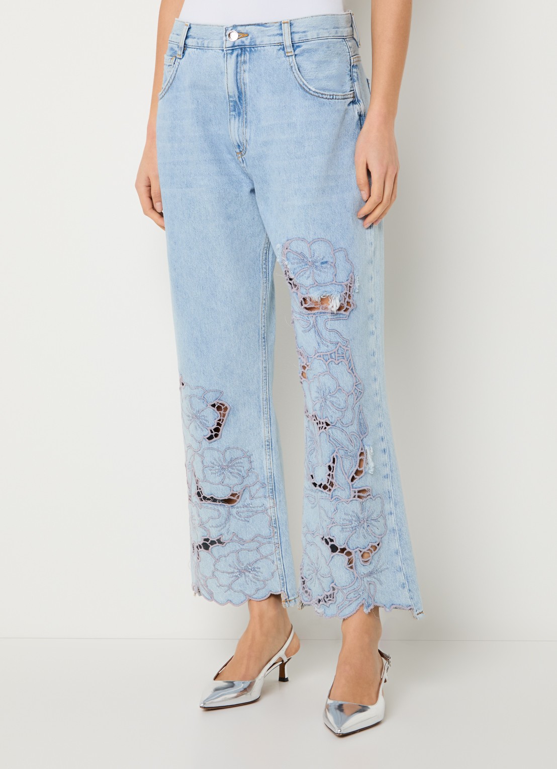 Liu Jo High waist straight leg jeans met broderie - detail 4 indigo