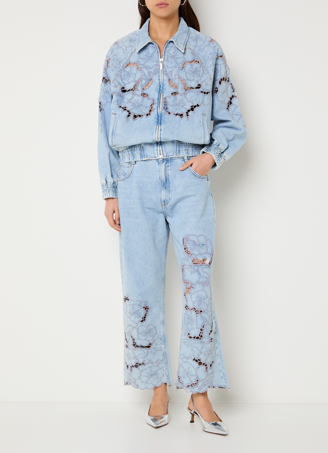 Liu Jo High waist straight leg jeans met broderie - voorkant 3 indigo