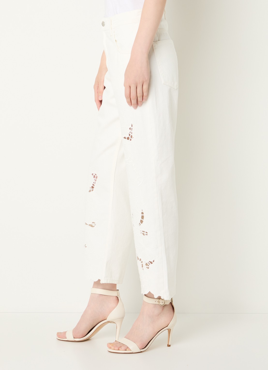 Liu Jo High waist straight leg jeans met broderie - detail 3 wit
