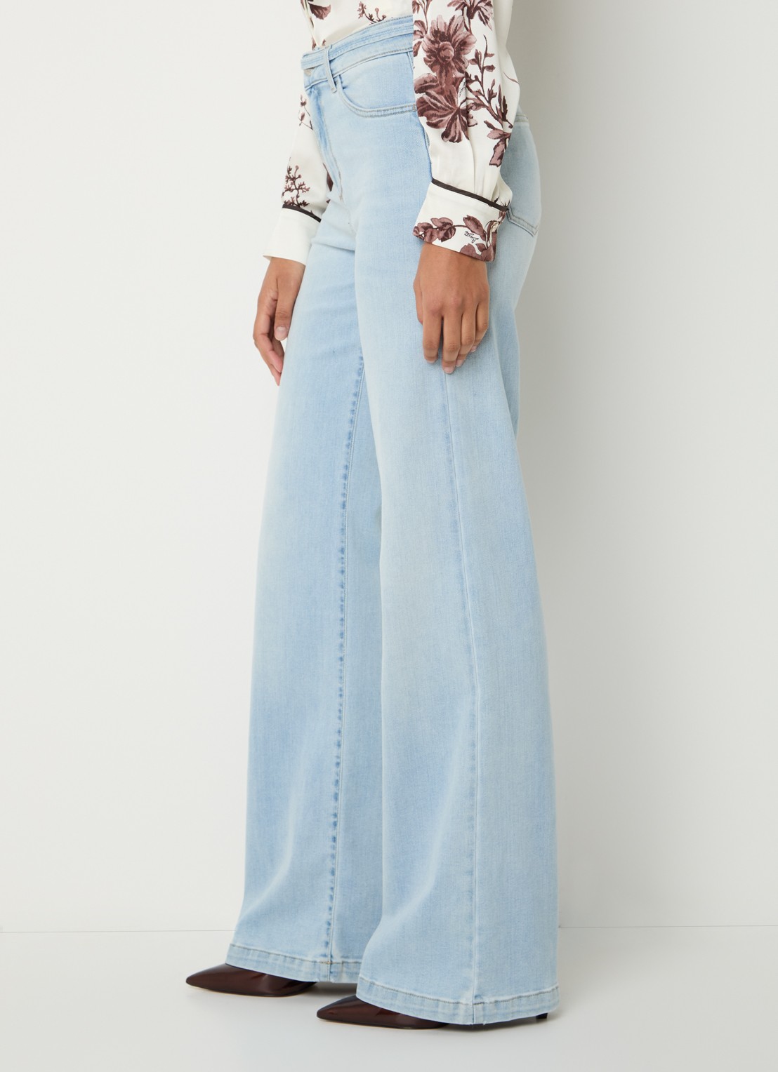 Liu Jo High waist straight leg jeans met gekleurde wassing en ceintuur - detail 5 lichtblauw