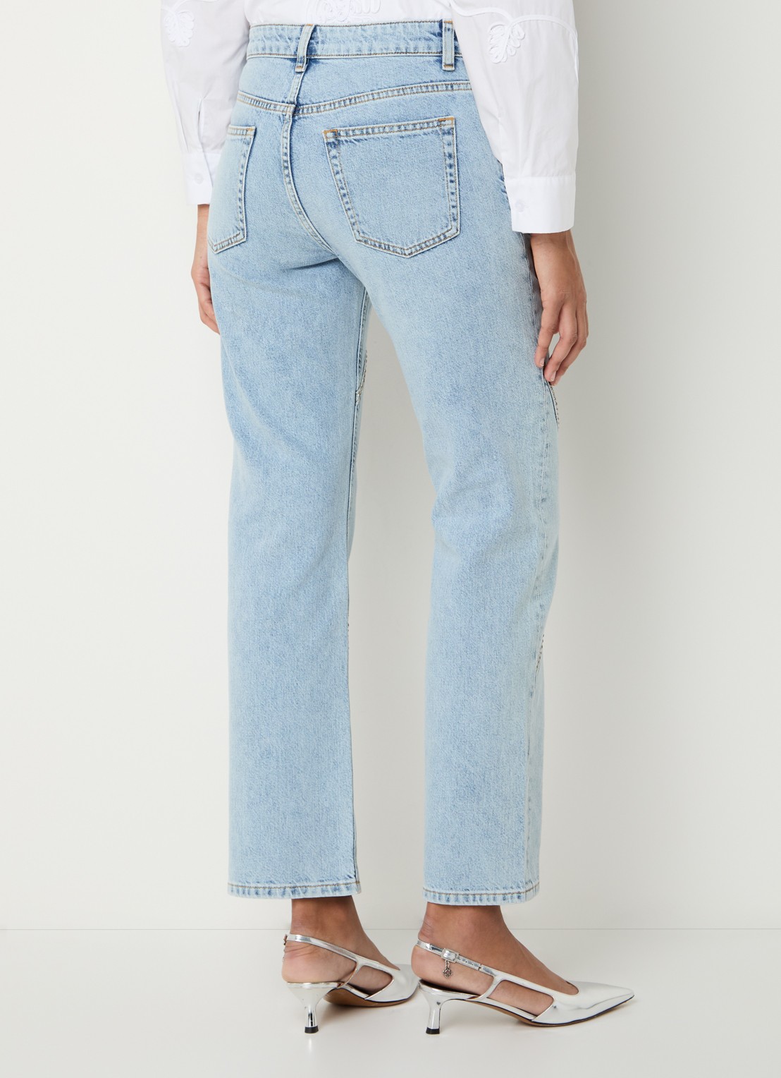 Liu Jo High waist straight leg jeans met lichte wassing - achterkant indigo