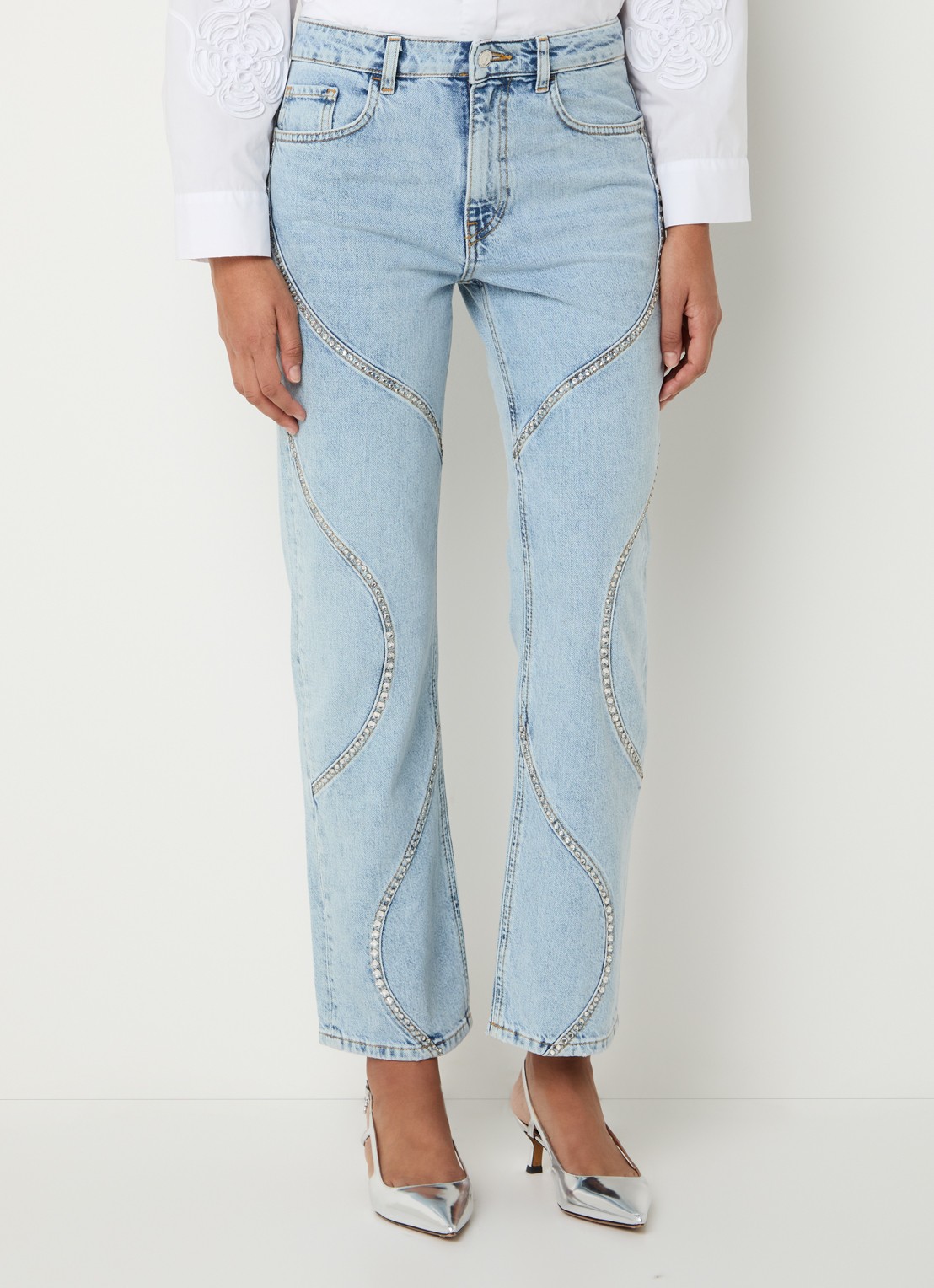 Liu Jo High waist straight leg jeans met lichte wassing - detail 2 indigo