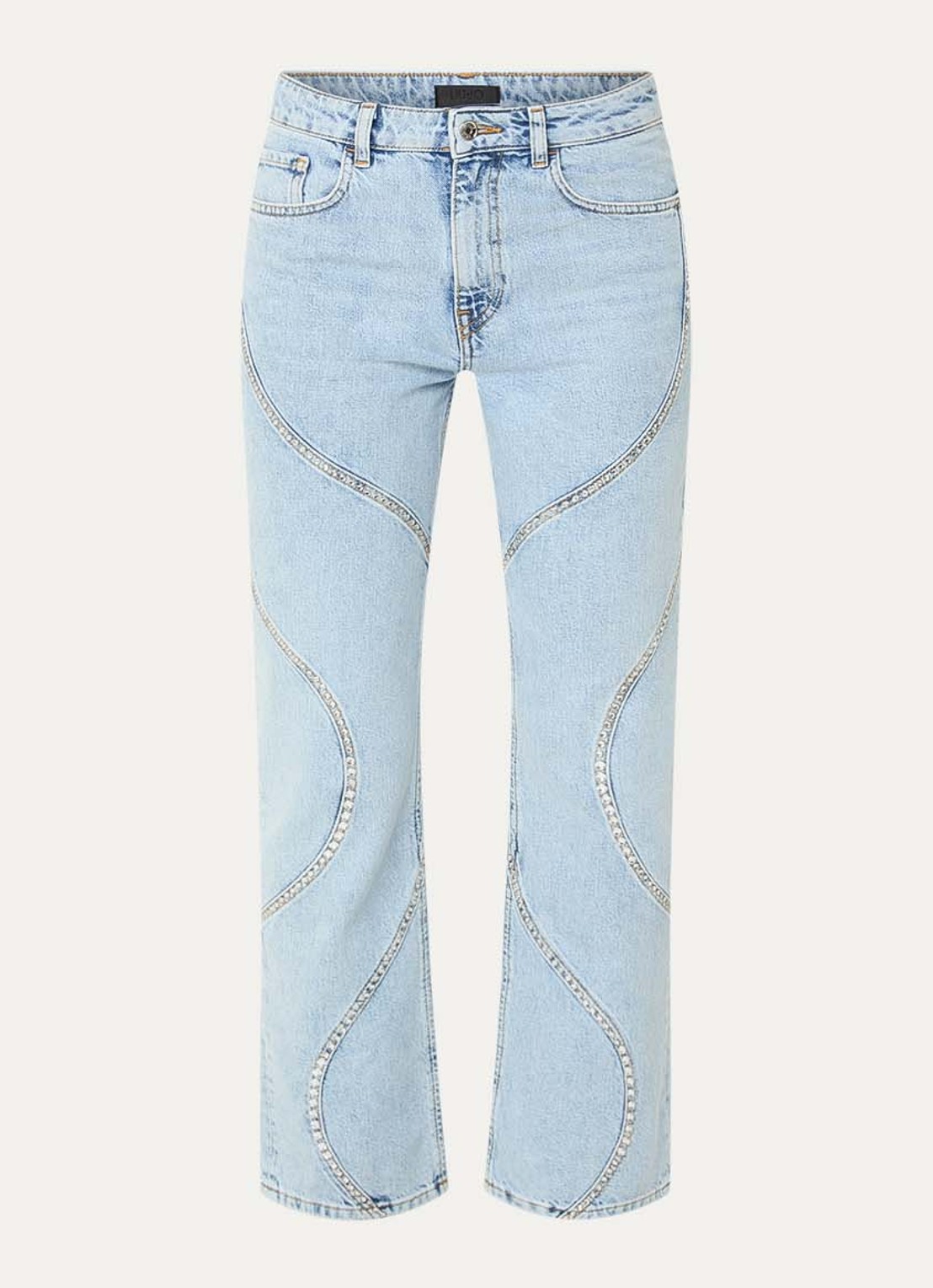 Liu Jo High waist straight leg jeans met lichte wassing - voorkant 4 indigo