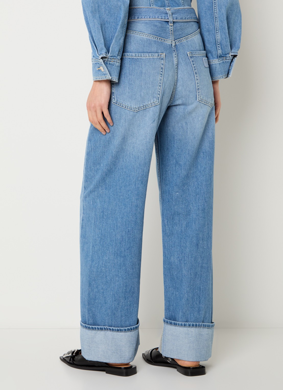 Liu Jo High waist straight leg jeans met lichte wassing - achterkant indigo