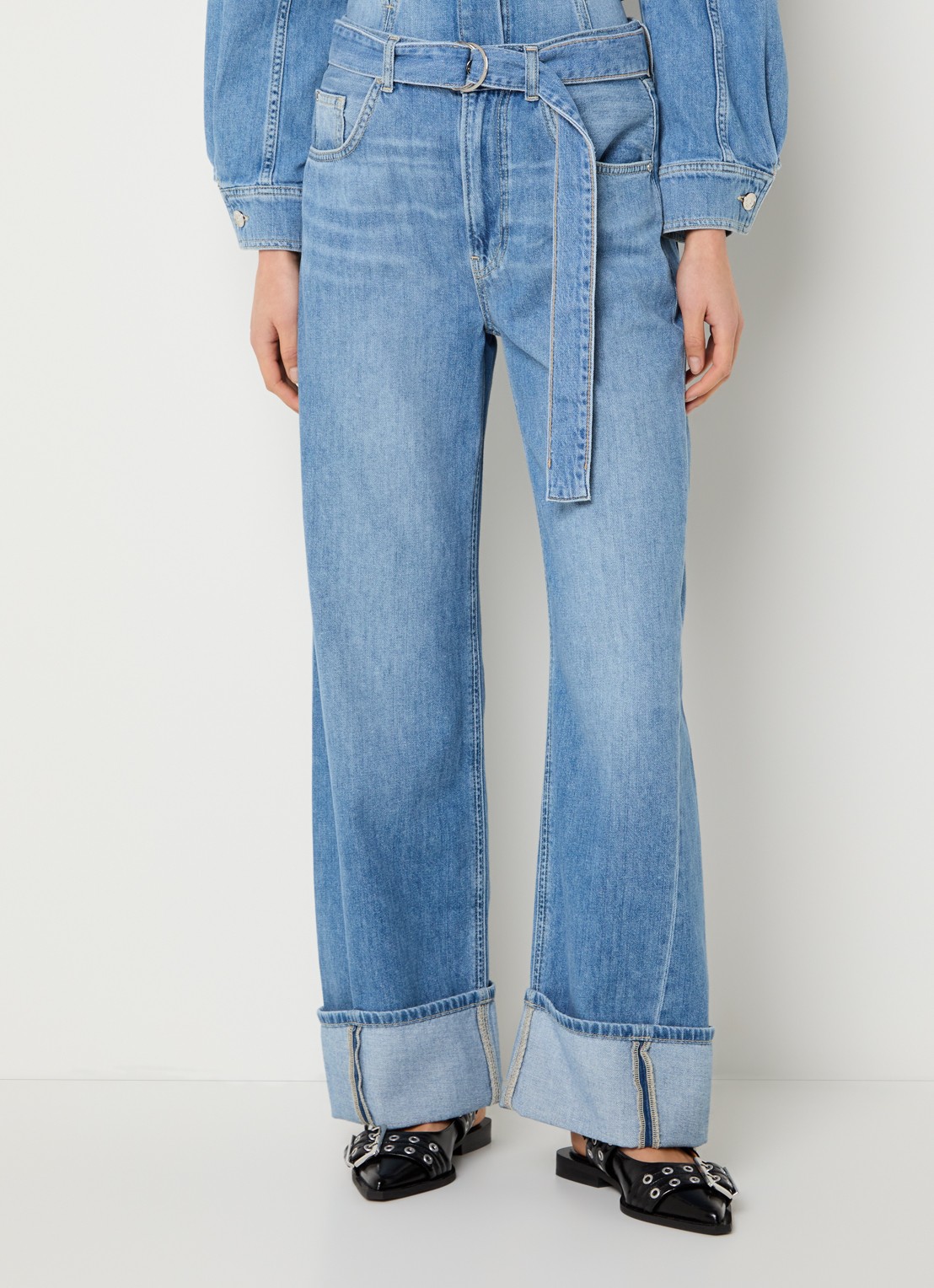 Liu Jo High waist straight leg jeans met lichte wassing - detail 2 indigo