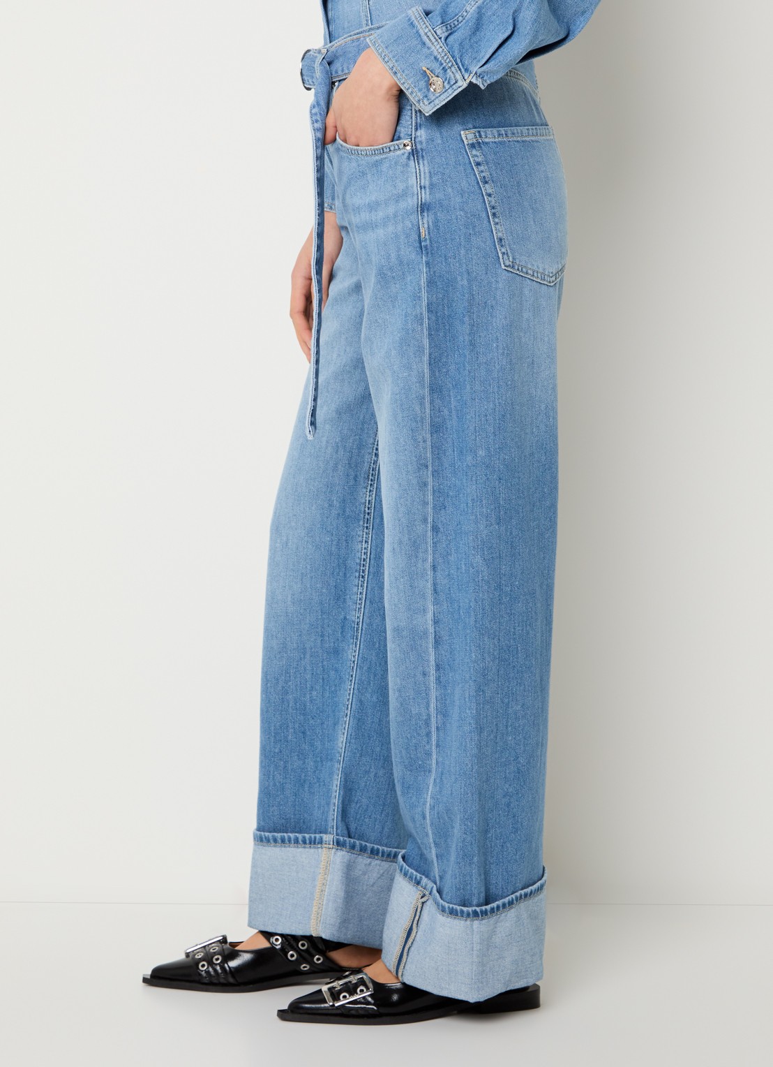 Liu Jo High waist straight leg jeans met lichte wassing - detail 3 indigo