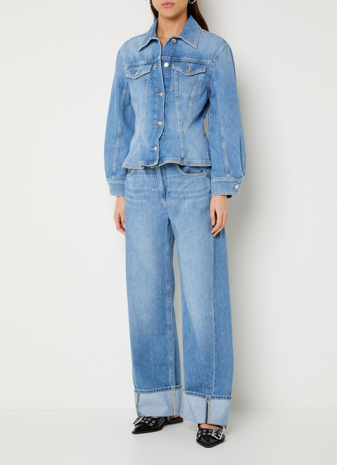 Liu Jo High waist straight leg jeans met lichte wassing - voorkant 5 indigo