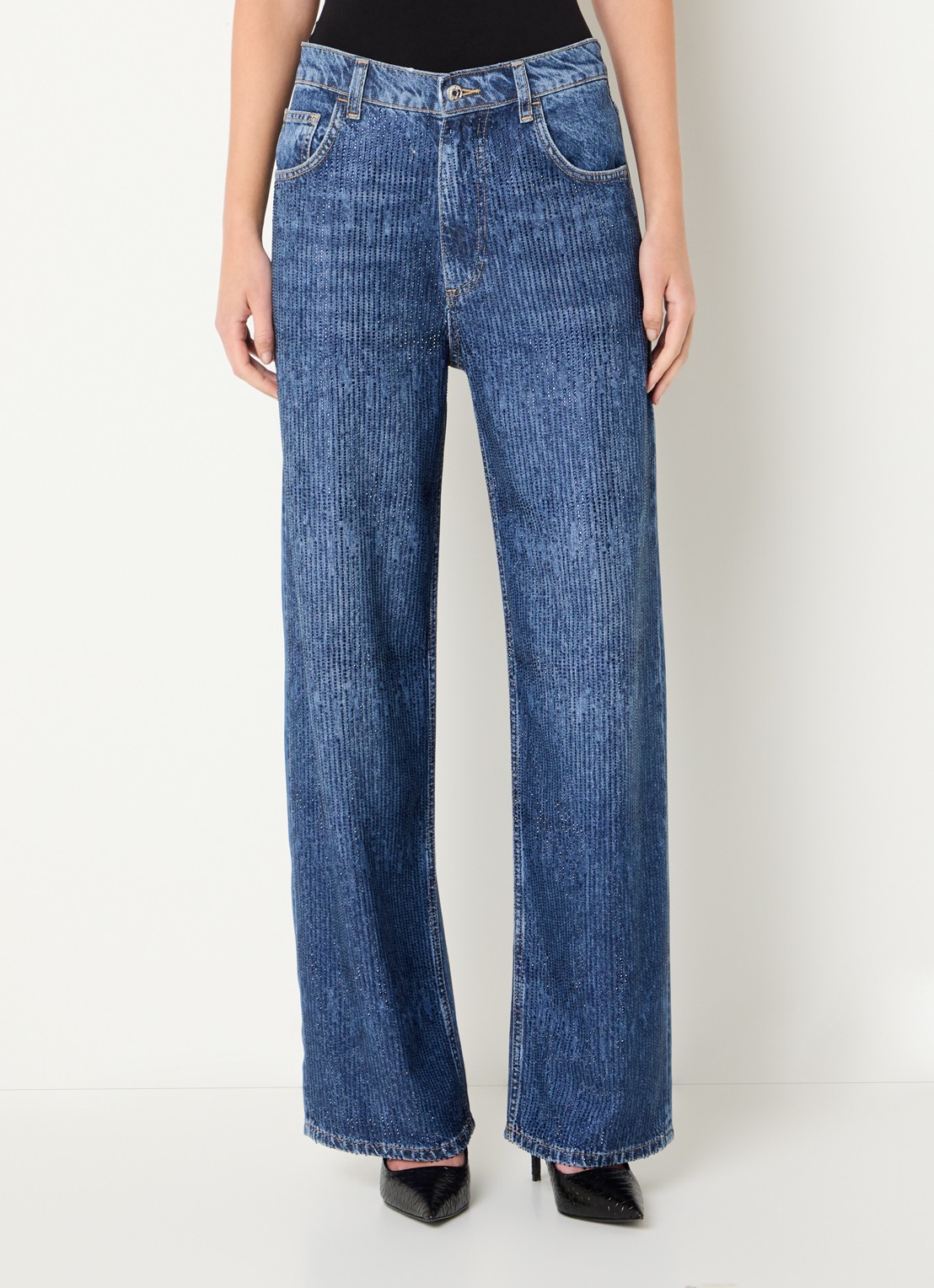 Liu Jo High waist straight leg jeans met strass en steekzakken - detail 3 indigo