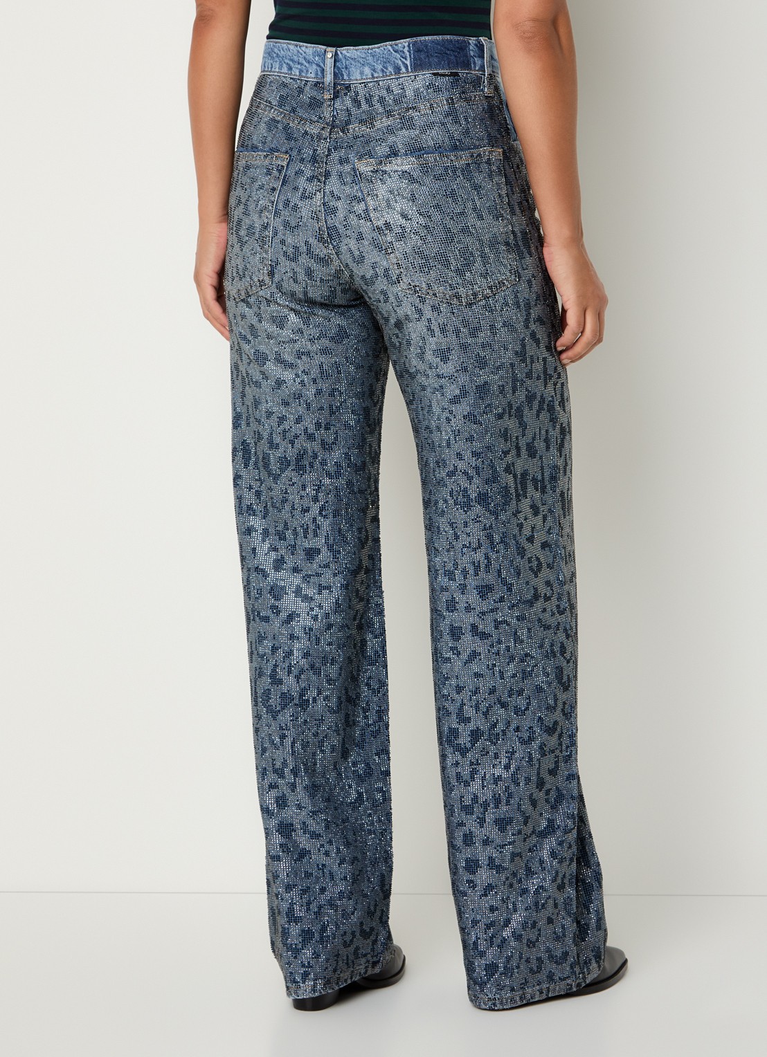 Liu Jo High waist straight leg jeans met strass - achterkant indigo