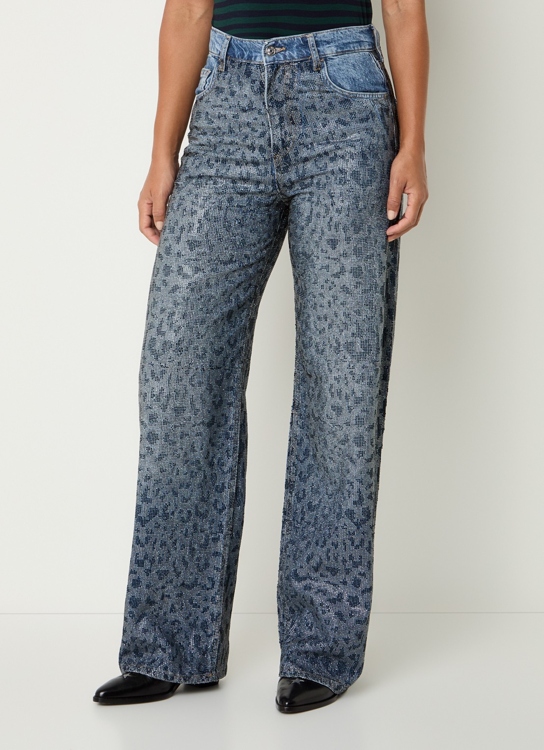Liu Jo High waist straight leg jeans met strass - detail 2 indigo
